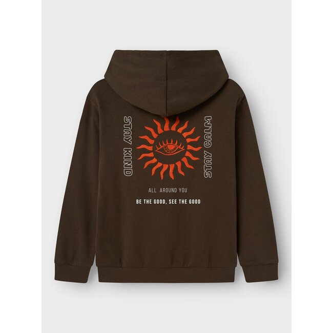 Name it winter hoodie jongens - bruin - NkmLanton