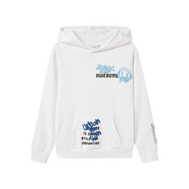 Name it winter hoodie jongens - wit - NkmLucian