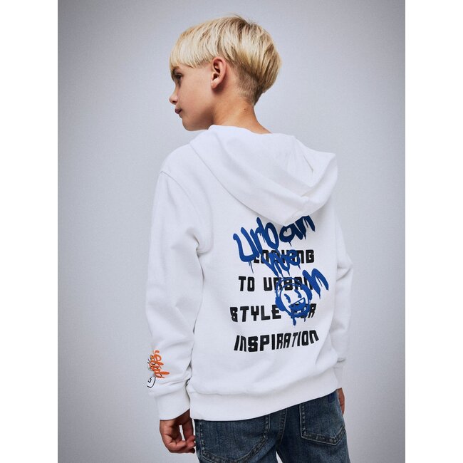 Name it winter hoodie jongens - wit - NkmLucian