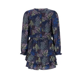 NoNo winter jurk meisjes - navy blauw - Miggy - denim bloem