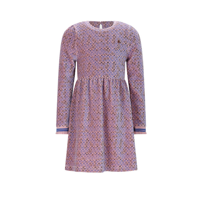 NoNo winter velvet jersey jurk meisjes - blauw - Maxim - AOP rib