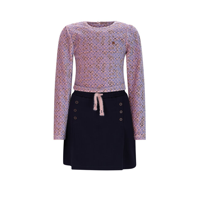 NoNo winter combi jurk meisjes - blauw - Mayal -  velvet rib top + interlock rok