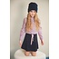 NoNo winter combi jurk meisjes - blauw - Mayal -  velvet rib top + interlock rok
