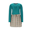 NoNo winter combo jurk meisjes - zand - Morly - rib jersey top + plisse, AOP rok