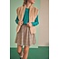 NoNo winter combo jurk meisjes - zand - Morly - rib jersey top + plisse, AOP rok