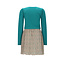 NoNo winter combo jurk meisjes - zand - Morly - rib jersey top + plisse, AOP rok