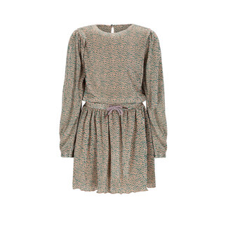NoNo winter plisse jersey jurk meisjes - zand - Miron - AOP