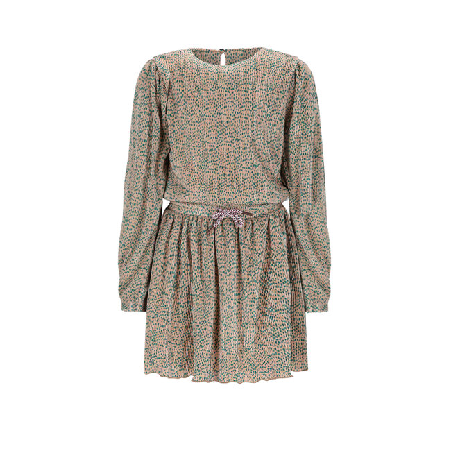 NoNo winter plisse jersey jurk meisjes - zand - Miron - AOP