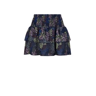 NoNo winter rok meisjes - navy blauw - Nika - smocked, laagjes, denim bloem