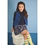 NoNo winter rok meisjes - navy blauw - Nika - smocked, laagjes, denim bloem