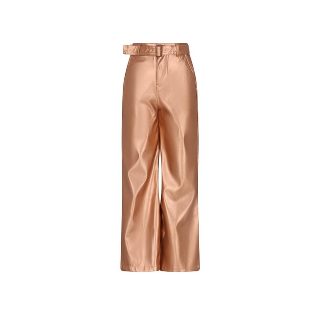 NoNo winter nep leren wide leg broek meisjes - taupe - Simona