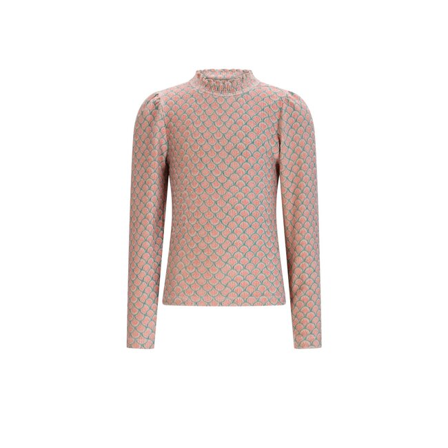 NoNo winter jersey t-shirt meisjes - groen - Koss - AOP, rib