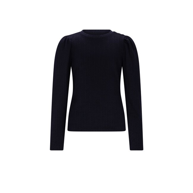 NoNo winter jersey t-shirt meisjes - navy blauw - Kiva - gebreid