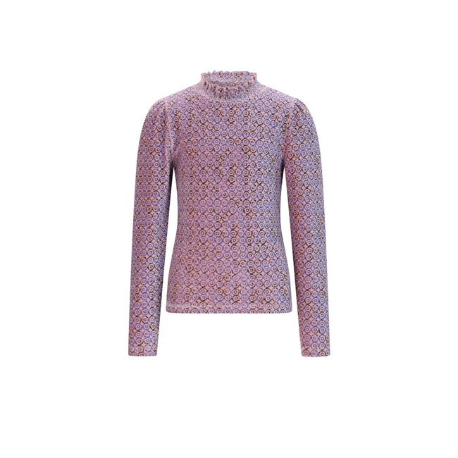 NoNo winter jersey t-shirt meisjes - blauw - Koss - AOP, rib