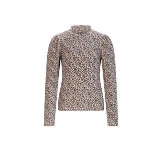 NoNo winter jersey t-shirt meisjes - wit - Koss - AOP, rib