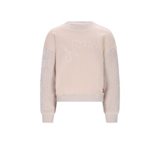 NoNo winter sweater meisjes - wit - Konono - vevet contrast mouwen