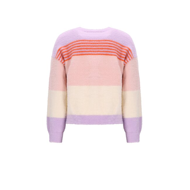NoNo winter sweater meisjes - paars - Kendra - flully, gestreept
