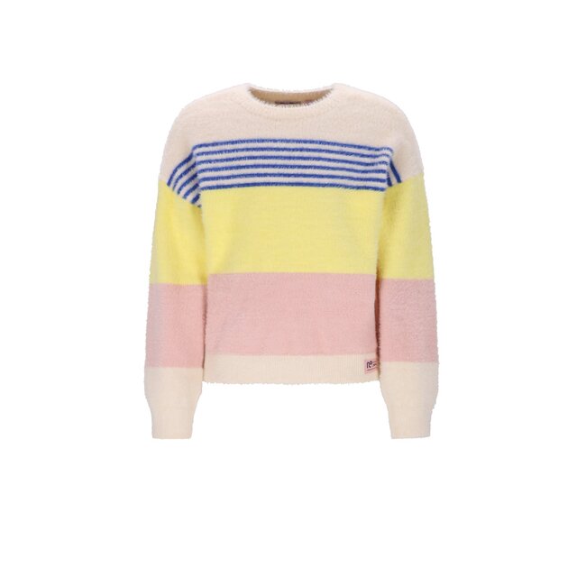NoNo winter sweater meisjes - wit - Kendra - fluffy, gestreept