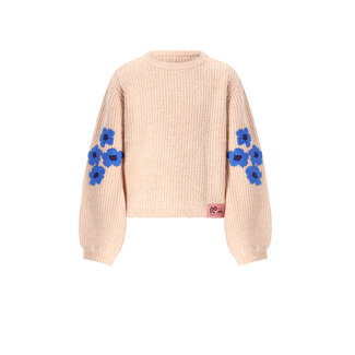 NoNo winter sweater meisjes - wit - Kem - gebreid, bloem borduursel