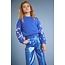 NoNo winter sweater meisjes - blauw - Konono - furry, mouwprint