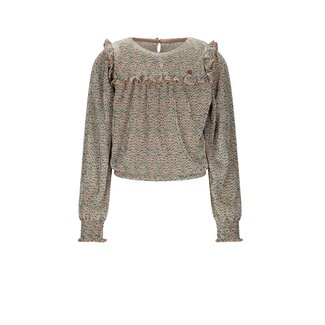 NoNo winter jersey blouse meisjes - zand - Tisja - plisse, AOP