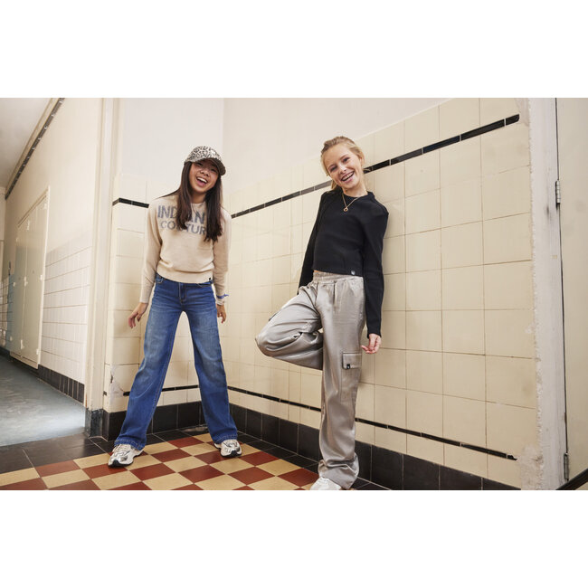 Indian Blue Jeans Winter cargo broek meisjes - grijs - wide leg/shiny