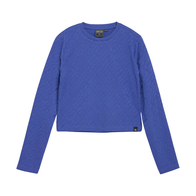 Indian Blue Jeans Winter t-shirt meisjes - blauw - longsleeve/logo/Jacquard