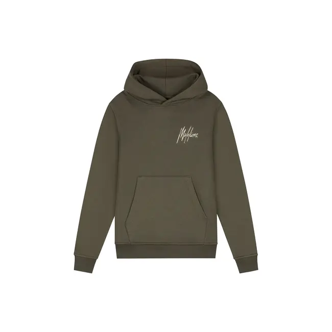 Malelions winter hoodie jongens - groen/beige - signature, gestreept