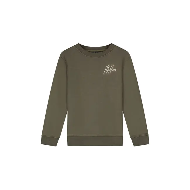 Malelions winter sweater jongens - groen/beige - signature, gestreept