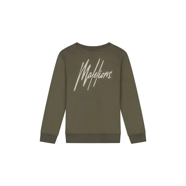 Malelions winter sweater jongens - groen/beige - signature, gestreept