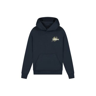 Malelions winter hoodie jongens - navy blauw/geel - splash