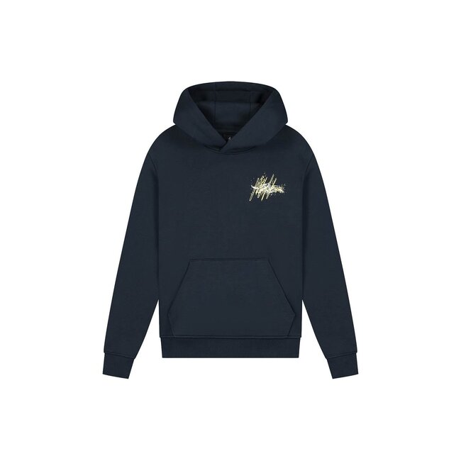 Malelions winter hoodie jongens - navy blauw/geel - splash