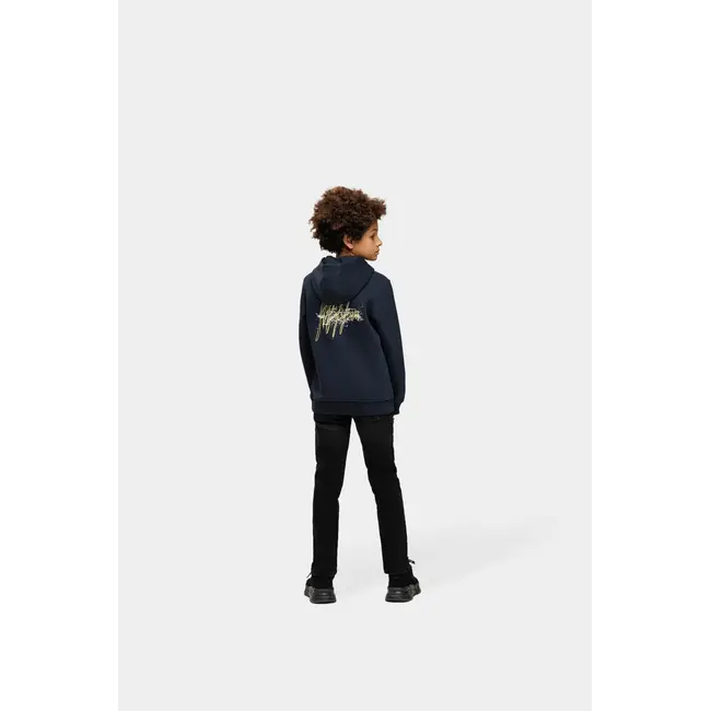 Malelions winter hoodie jongens - navy blauw/geel - splash