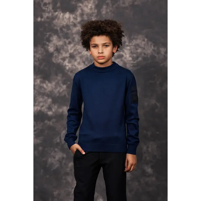 Malelions winter sweater jongens - navy blauw - gebreid, zak