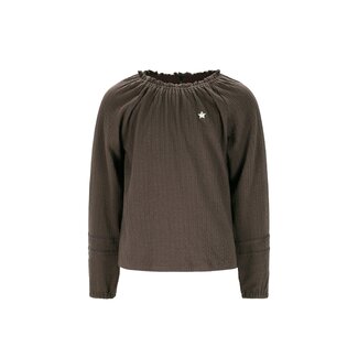 Like Flo winter jersey blouse meisjes - bruin - Eli - jacquard