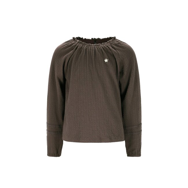 Like Flo winter jersey blouse meisjes - bruin - Eli - jacquard
