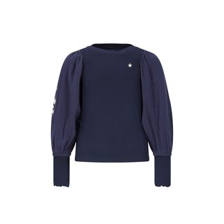 Like Flo winter top meisjes - navy blauw - Eloise - rib - ballonmouwen