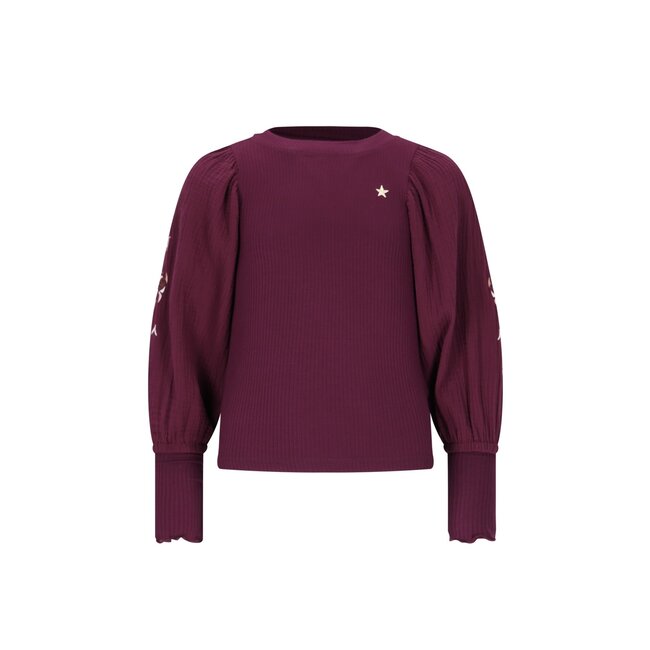 Like Flo winter top meisjes - rood - Eloise - rib - ballonmouwen
