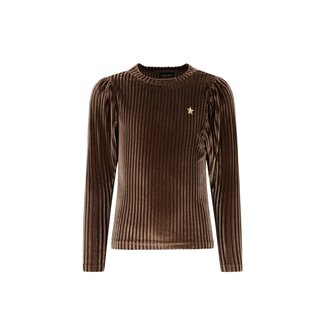 Like Flo winter velvet top meisjes - bruin - Esmay