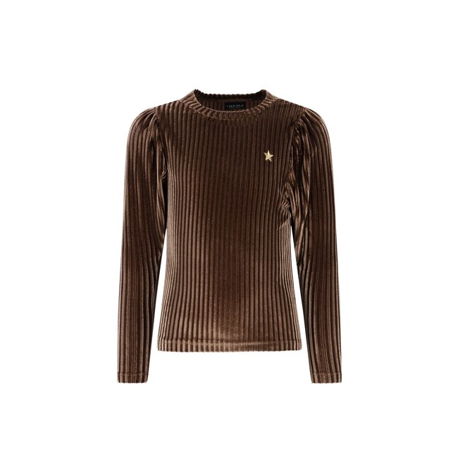 Like Flo winter velvet top meisjes - bruin - Esmay