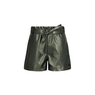 Like Flo winter nep leren short meisjes - groen - Fay-Linn - schelpenriem