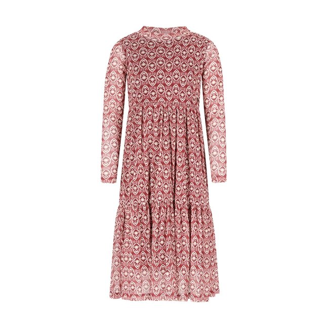 Like Flo winter mesh midi jurk meisjes - roze - Mae - AOP
