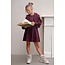 Like Flo winter jurk meisjes - rood - Maya - geweven - ballonmouwen - rib
