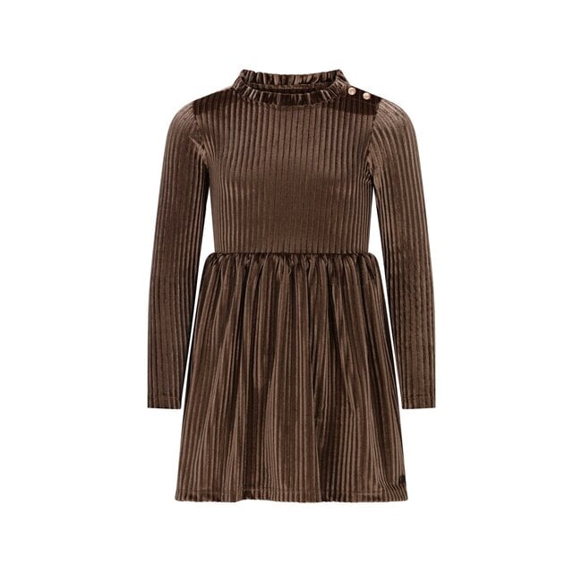 Like Flo winter jurk meisjes - bruin - Mara - knopen op mouw