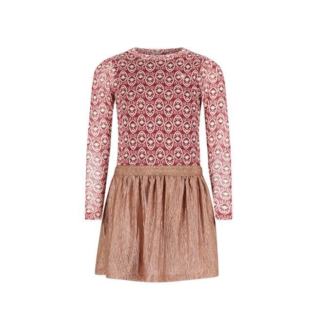 Like Flo winter jurk meisjes - roze - Mira - mesh top + metallic rok