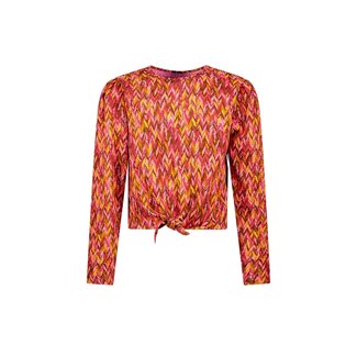 B.Nosy winter top meisjes - roze/bruin - Tori - met knoop