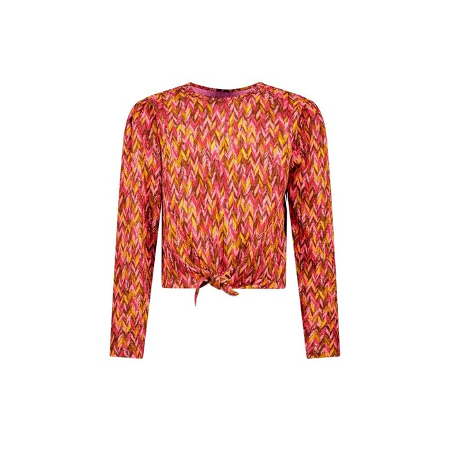 B.Nosy winter top meisjes - roze/bruin - Tori - met knoop