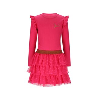 B.Nosy winter jurk meisjes - roze - Dora - laagjes mesh rok