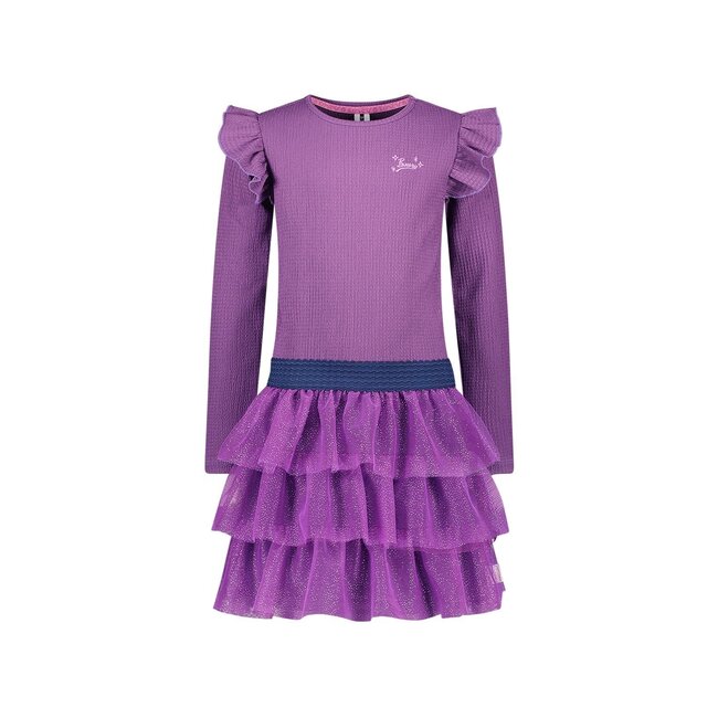 B.Nosy winter jurk meisjes - paars - Dora - laagjes mesh rok