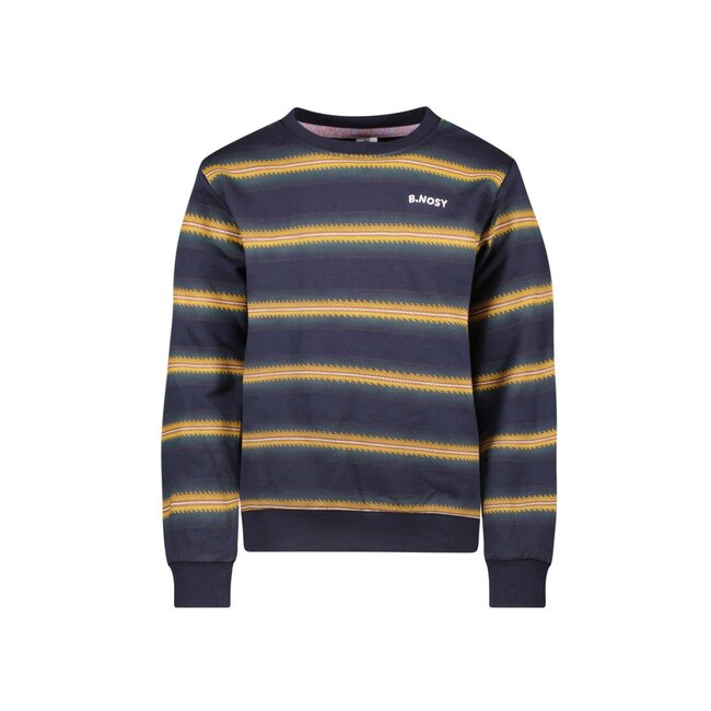 B.Nosy winter sweater jongens - blauw/oranje - Scott - print